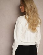 elsa.m by may Pulover alb cu viscoză cu nasturi ornamentali și fundă în stil retro Miaraine
