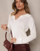 elsa.m by may Pulover Alb cu Viscoză și Guler Decorativ Ceaola