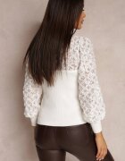 elsa.m by may Pulover Alb din Tricot Reiat cu Dantelă Ule