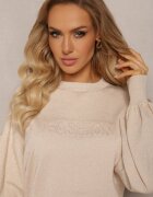 elsa.m by may Pulover Bej Clasic cu Fir Metalic și Imprimeu Actylia