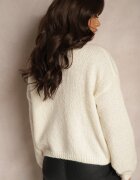 elsa.m by may Pulover bej cu croială tip cutie cu aplicație florală decorată cu perle Hedilie