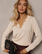 elsa.m by may Pulover Bej cu Vâscoză și Guler Decorativ Ceaola