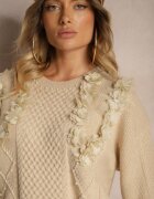 elsa.m by may Pulover bej deschis Clasic cu aplicații florale ornamentale și perle Leanwenna