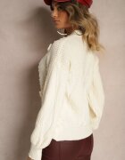 elsa.m by may Pulover bej deschis din bumbac Decorat cu flori 3D și perle Noraleth