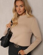 elsa.m by may Pulover Bej deschis din vâscoză cu guler înalt căptușit la interior Gemila