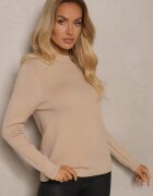 elsa.m by may Pulover Bej deschis din vâscoză cu guler înalt căptușit la interior Gemila