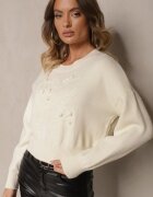 elsa.m by may Pulover Bej deschis din viscoză cu imprimeu decorativ Harizelle