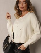 elsa.m by may Pulover Bej deschis din viscoză cu imprimeu decorativ Harizelle