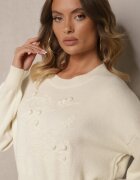 elsa.m by may Pulover Bej deschis din viscoză cu imprimeu decorativ Harizelle