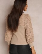elsa.m by may Pulover Bej din Tricot Reiat cu Dantelă Ule