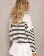 elsa.m by may Pulover bej și negru cu textul Smile și model în dungi Suwaia