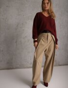 elsa.m by may Pulover Bordo Simplu cu Bumbac Oversize Conime