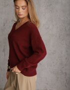 elsa.m by may Pulover Bordo Simplu cu Bumbac Oversize Conime