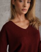elsa.m by may Pulover Bordo Simplu cu Bumbac Oversize Conime
