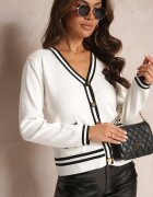 elsa.m by may Pulover Cardigan Alb cu Decolteu în V și Aplicații Nourn
