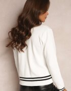 elsa.m by may Pulover Cardigan Alb cu Decolteu în V și Aplicații Nourn