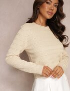 elsa.m by may Pulover Clasic Bej cu capse decorative Vakatora