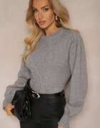 elsa.m by may Pulover Gri din Viscoză Decorat cu Imprimeu în relief Harizia
