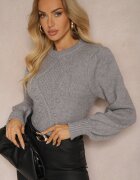 elsa.m by may Pulover Gri din Viscoză Decorat cu Imprimeu în relief Harizia