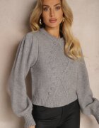 elsa.m by may Pulover Gri din Viscoză Decorat cu Imprimeu în relief Harizia