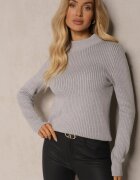elsa.m by may Pulover Gri Tricotat Reiat cu Viscoză Nikiga