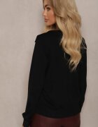 elsa.m by may Pulover Negru cu Viscoză și Guler Decorativ Ceaola