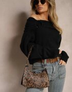 elsa.m by may Pulover Negru Off Shoulder cu Viscoză cu încrețituri decorative la Decolteu Nelilda