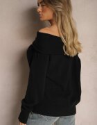 elsa.m by may Pulover Negru Off Shoulder cu Viscoză cu încrețituri decorative la Decolteu Nelilda