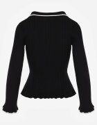 elsa.m by may Pulover Negru Retro din Vâscoză Decorat cu guler volane și nasturi Sirrise