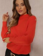 elsa.m by may Pulover Portocaliu Tricotat cu mânecă lungă și nasturi Kithi