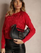 elsa.m by may Pulover Roșu din Viscoză Decorat cu Aplicații din Plată Harilia