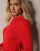 elsa.m by may Pulover Roșu Tricotat Reiat cu Viscoză Nikiga