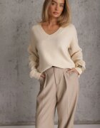 elsa.m by may Pulover Simplu Bej deschis din bumbac cu croială oversize Conime