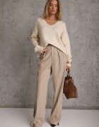 elsa.m by may Pulover Simplu Bej deschis din bumbac cu croială oversize Conime