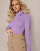 elsa.m by may Pulover Violet din Tricot Reiat cu Nituri Itagi