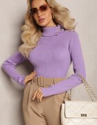elsa.m by may Pulover Violet din Tricot Reiat cu Nituri Itagi