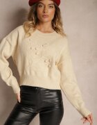 elsa.m by may Pulover Viscoză Bej cu relief decorativ Harizelle