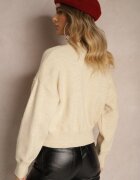 elsa.m by may Pulover Viscoză Bej cu relief decorativ Harizelle