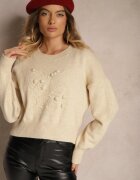 elsa.m by may Pulover Viscoză Bej cu relief decorativ Harizelle