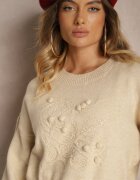 elsa.m by may Pulover Viscoză Bej cu relief decorativ Harizelle