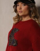 elsa.m by may Pulover Visiniu Viscoză cu paiete și motiv ursuleț Nyrimi