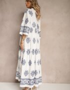 elsa.m by may Rochie Albă Boho din Viscoză Decorată cu Broderie și Cordon cu Ciucuri Alinoria