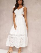 elsa.m by may Rochie Albă Brodată Maxi cu bretele și decupaje Nalila