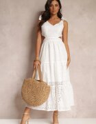 elsa.m by may Rochie Albă Brodată Maxi cu bretele și decupaje Nalila