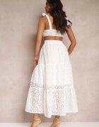 elsa.m by may Rochie Albă Brodată Maxi cu bretele și decupaje Nalila