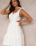 elsa.m by may Rochie Albă Brodată Maxi cu bretele și decupaje Nalila