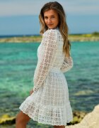 elsa.m by may Rochie Albă Cambrată cu Dantelă și Volan la Bază Kamora
