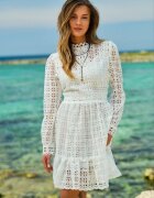 elsa.m by may Rochie Albă Cambrată cu Dantelă și Volan la Bază Kamora
