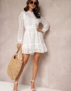 elsa.m by may Rochie Albă Cambrată cu Dantelă și Volan la Bază Kamora