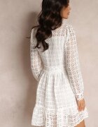elsa.m by may Rochie Albă Cambrată cu Dantelă și Volan la Bază Kamora